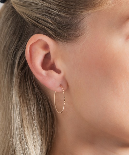 Auksiniai auskarai graviruotos rinkutės 30mm - Auksiniai auskarai - Goldinga
