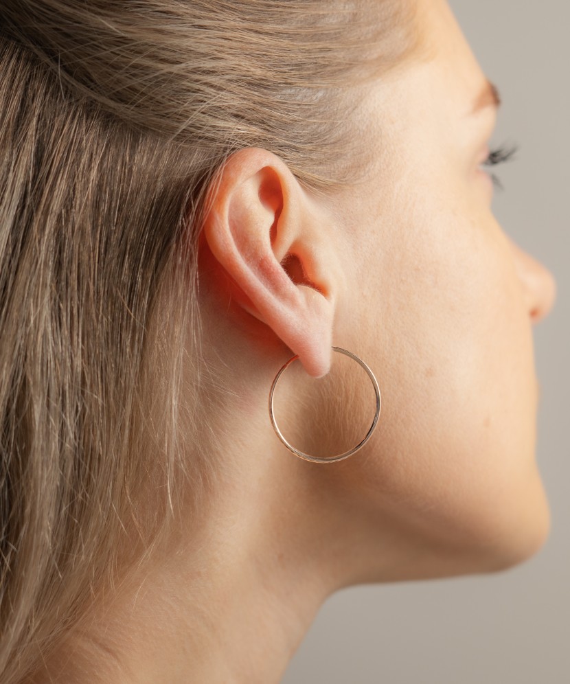 Auksiniai auskarai graviruotos rinkutės 30mm - Auksiniai auskarai - Goldinga