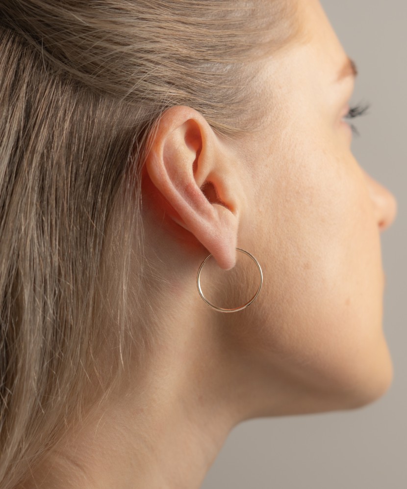 Auksiniai auskarai graviruotos rinkutės 17mm - Auksiniai auskarai - Goldinga