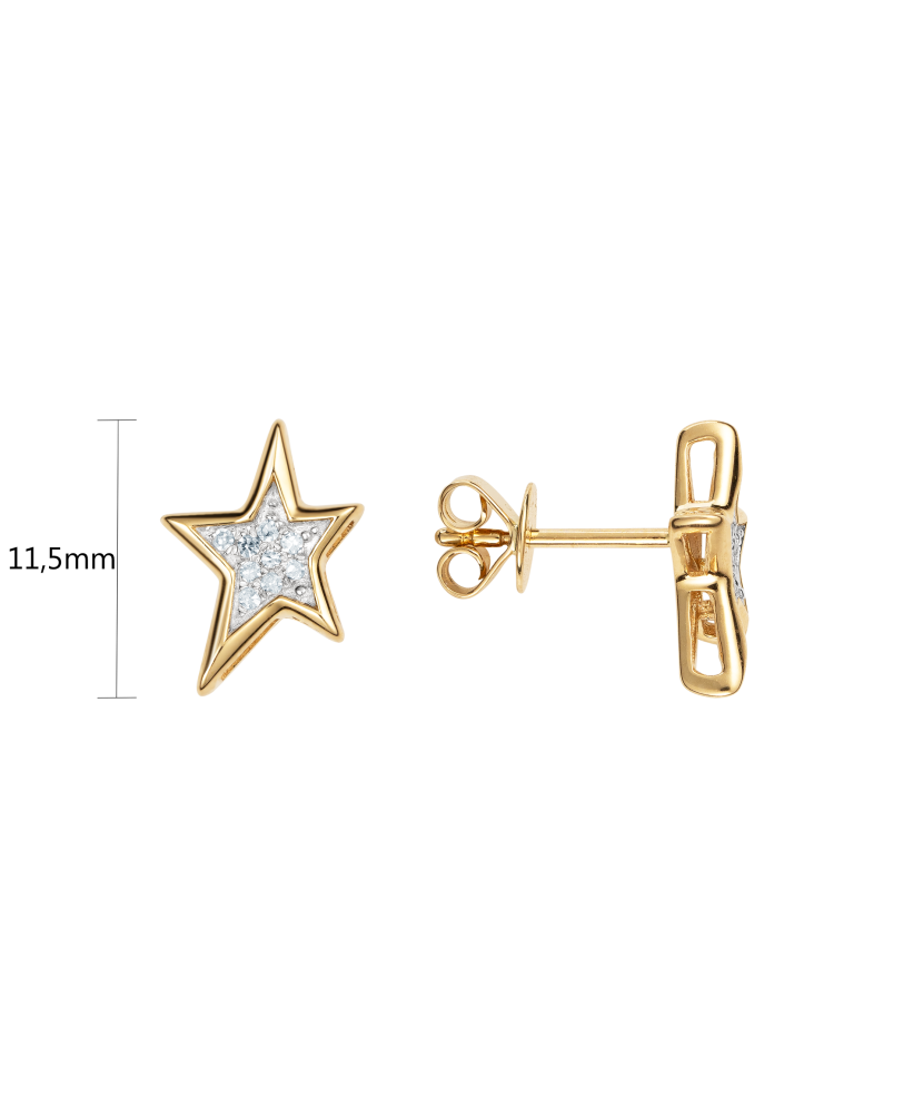 Geltono aukso auskarai su deimantais "Žvaigždė" - Auksiniai Auskarai su brangakmeniais - Goldinga