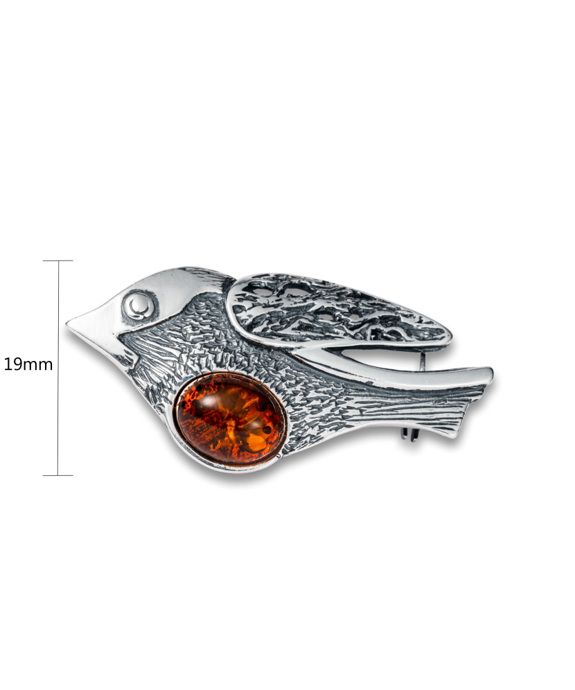 Sidabrinė sagė su gintaru "Paukštis"  - Goldinga