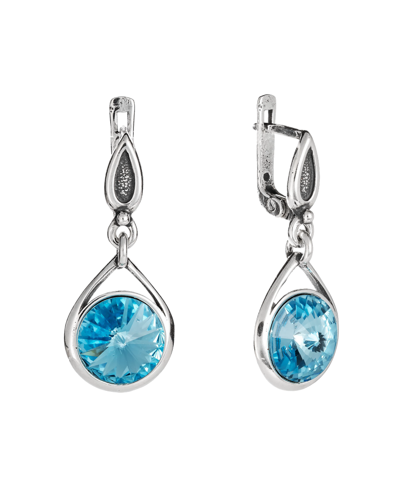 Sidabriniai auskarai su kristalais  - Goldinga