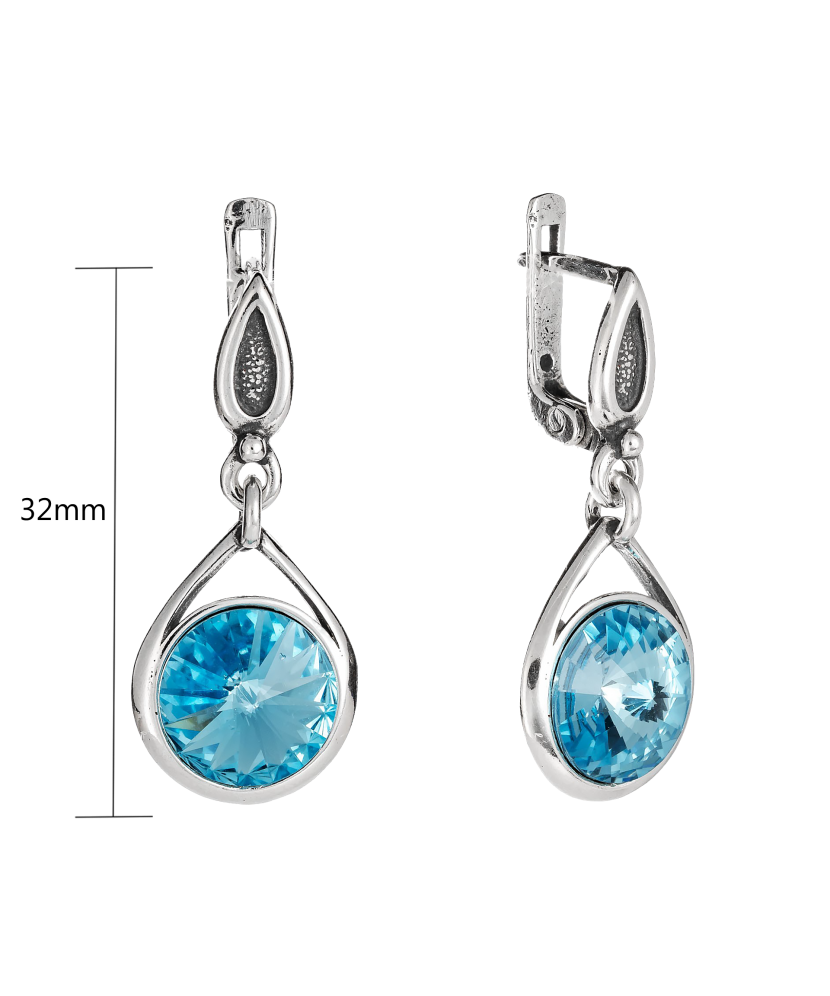 Sidabriniai auskarai su kristalais  - Goldinga