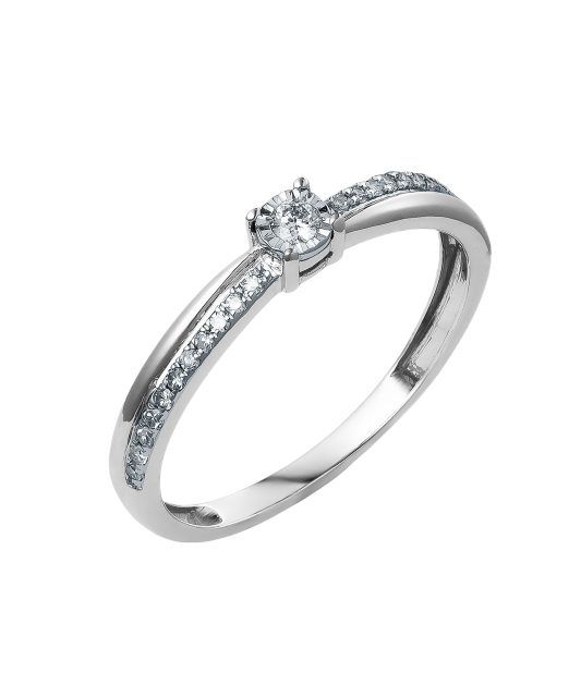 Balto aukso žiedas su briliantais  - Goldinga