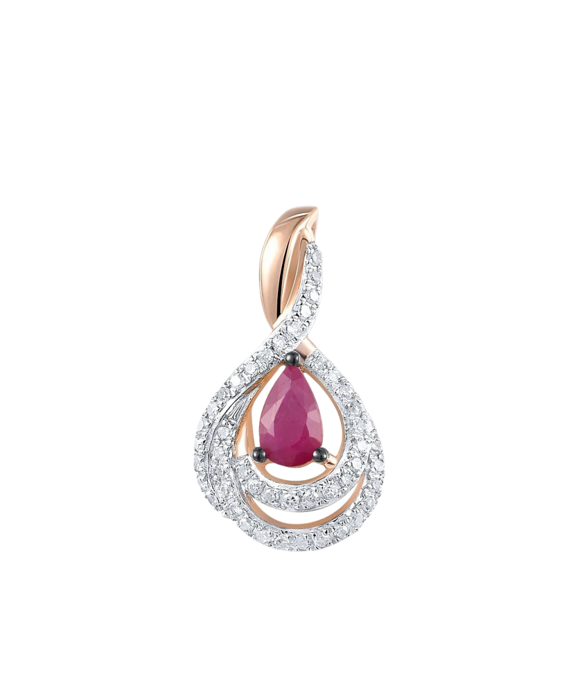 Auksinis pakabukas su deimantais ir rubinu  - Goldinga