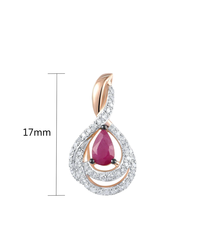 Auksinis pakabukas su deimantais ir rubinu  - Goldinga