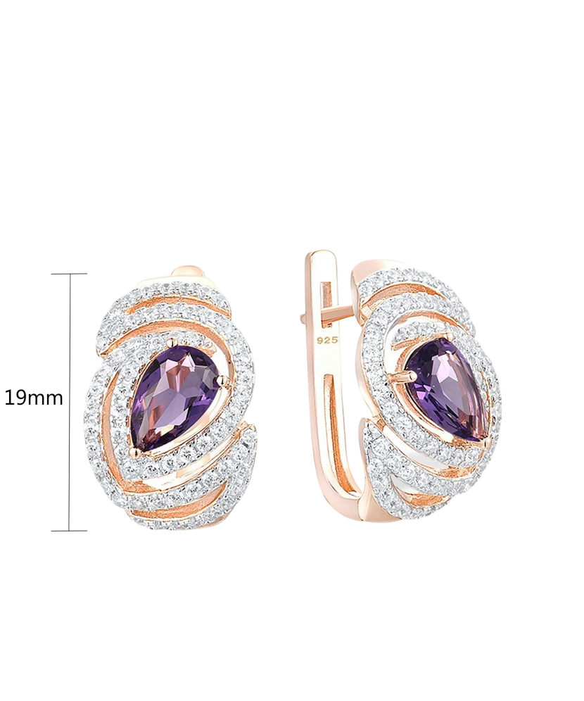 Sidabriniai paauksuoti auskarai su cirkoniais - Sidabriniai auskarai - Goldinga