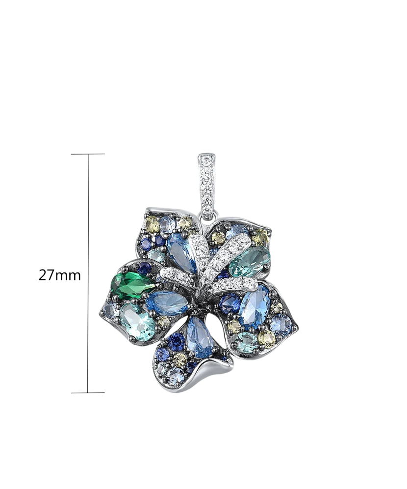 Sidabrinis pakabukas su cirkoniais ir špineliais "Gėlė"  - Goldinga