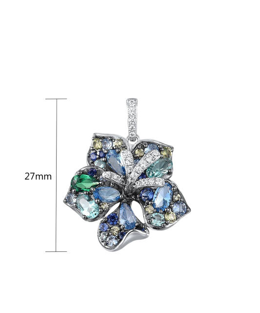 Sidabrinis pakabukas su cirkoniais ir špineliais "Gėlė"  - Goldinga