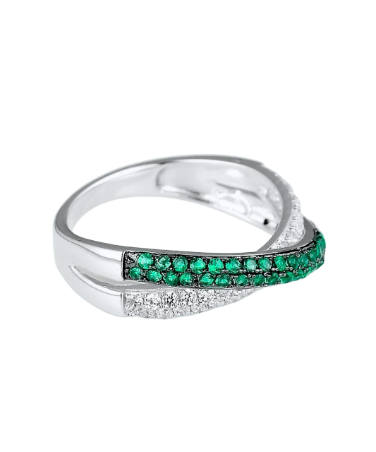 Sidabrinis žiedas su špineliais ir cirkoniais  - Goldinga