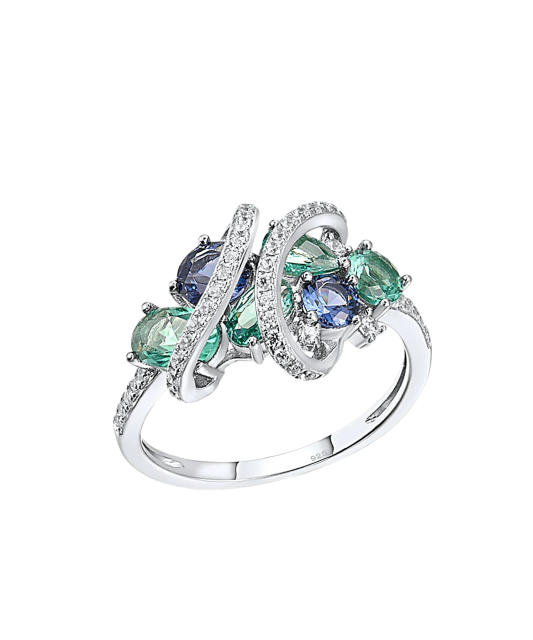 Sidabrinis žiedas su špineliais ir cirkoniais  - Goldinga