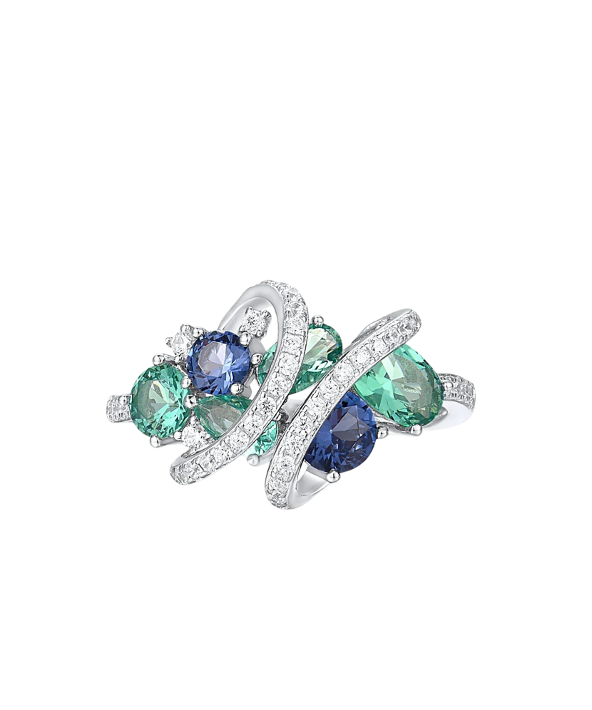 Sidabrinis žiedas su špineliais ir cirkoniais  - Goldinga