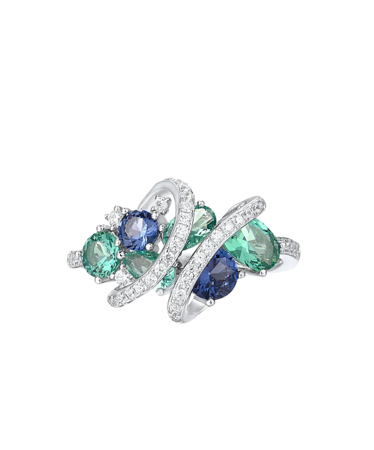 Sidabrinis žiedas su špineliais ir cirkoniais  - Goldinga