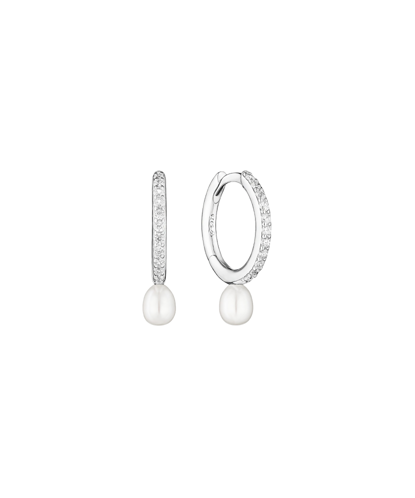 Sidabriniai auskarai su perlais ir cirkoniais  - Goldinga