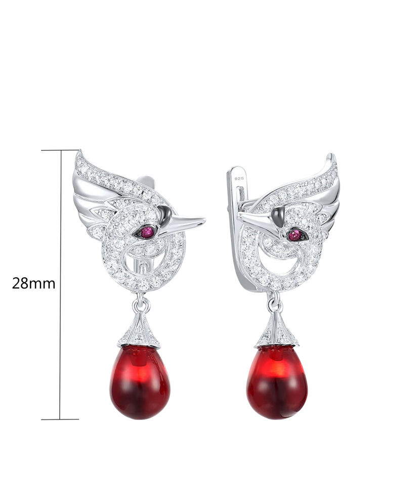 Sidabriniai auskarai su cirkoniais ir nano rubinu  - Goldinga