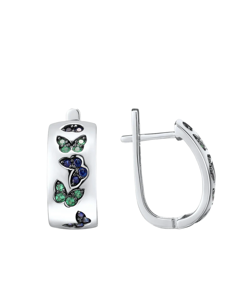 Sidabriniai auskarai su Špineliais Ir Nano Safyrais  - Goldinga