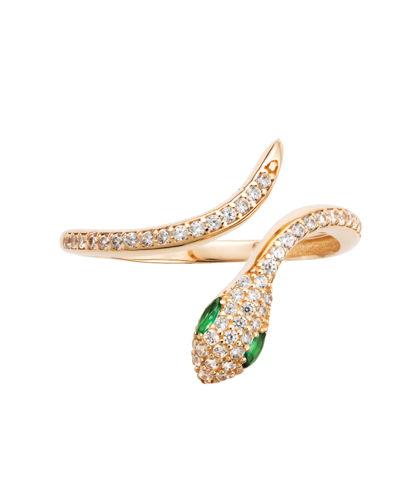 Auksinis žiedas su cirkoniais "gyvatė" - Auksiniai žiedai - Goldinga