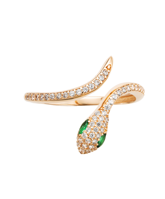 Auksinis žiedas su cirkoniais "gyvatė" - Auksiniai žiedai - Goldinga