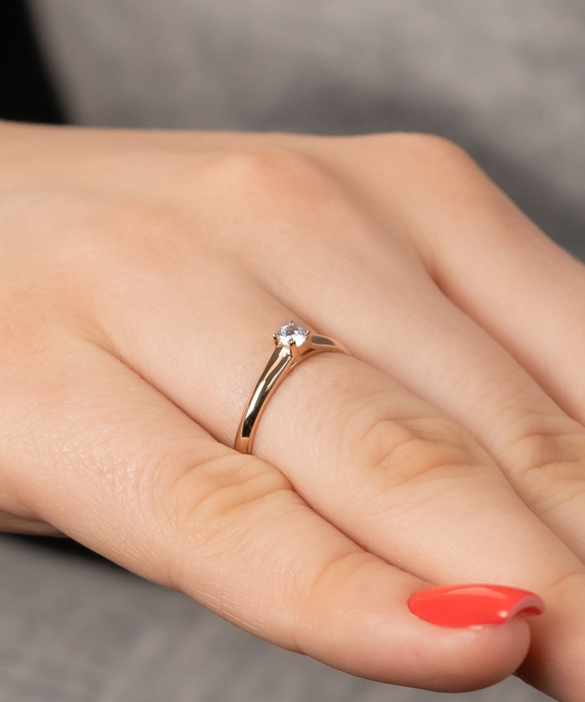 Auksinis žiedas su cirkoniu - Auksiniai žiedai - Goldinga