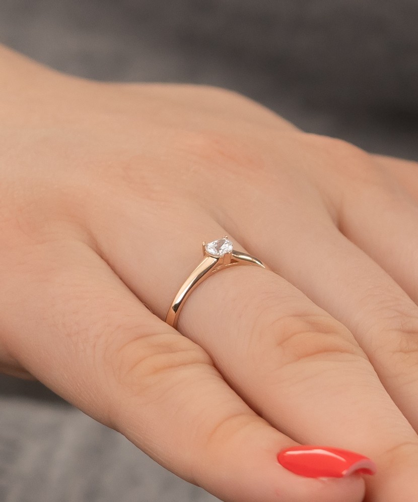 Auksinis žiedas su cirkoniu - Auksiniai žiedai - Goldinga