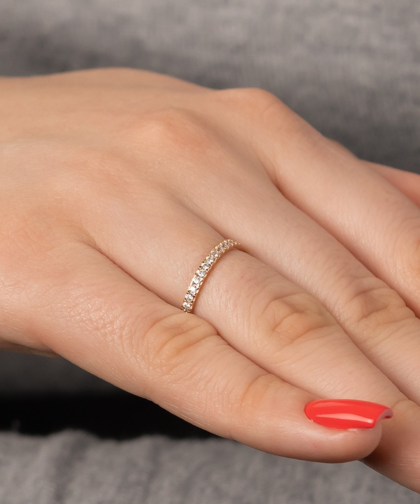 Auksinis žiedas su cirkoniais - Auksiniai žiedai - Goldinga