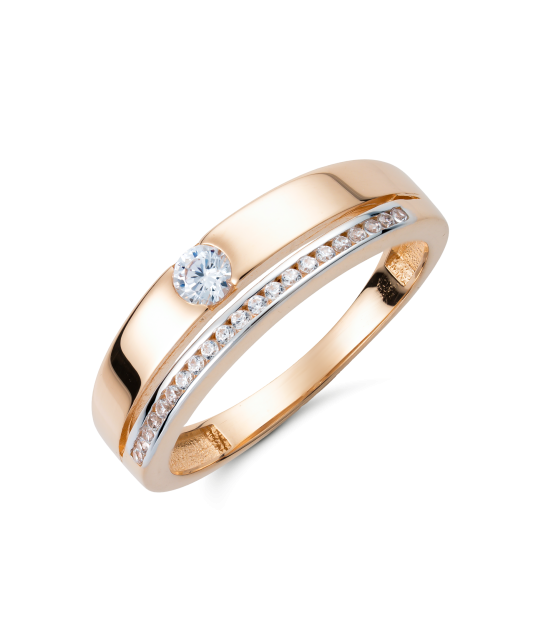 Auksinis žiedas su cirkoniais - Auksiniai žiedai - Goldinga