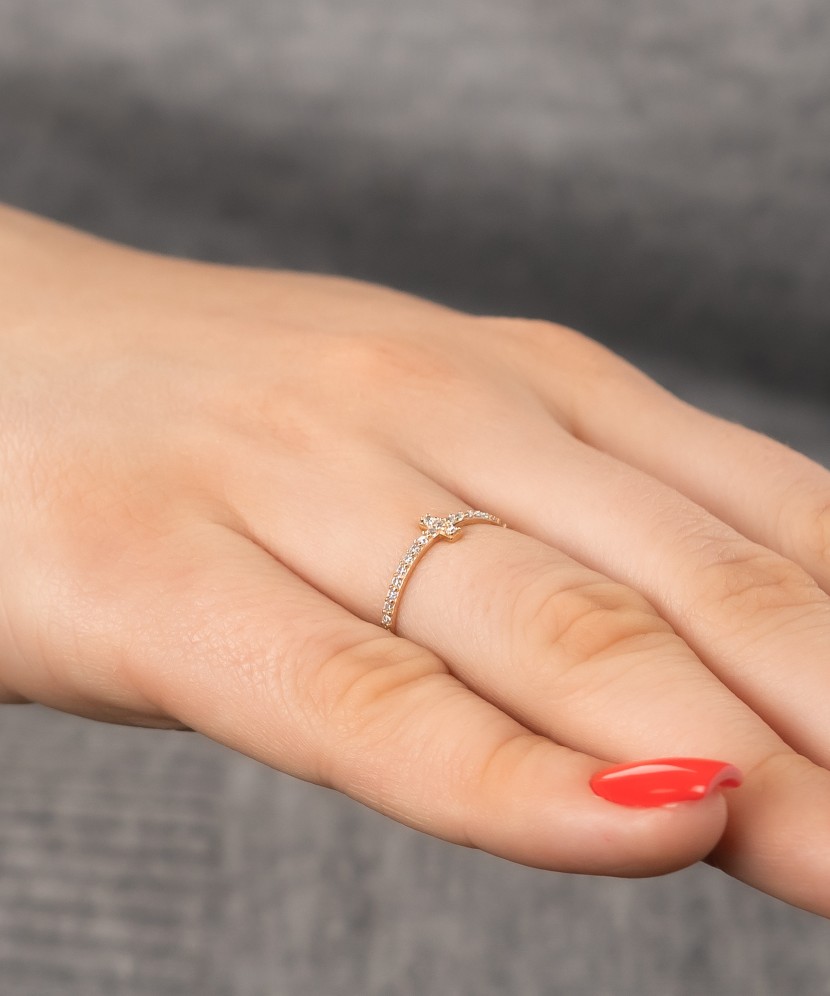 Auksinis žiedas su cirkoniais - Auksiniai žiedai - Goldinga