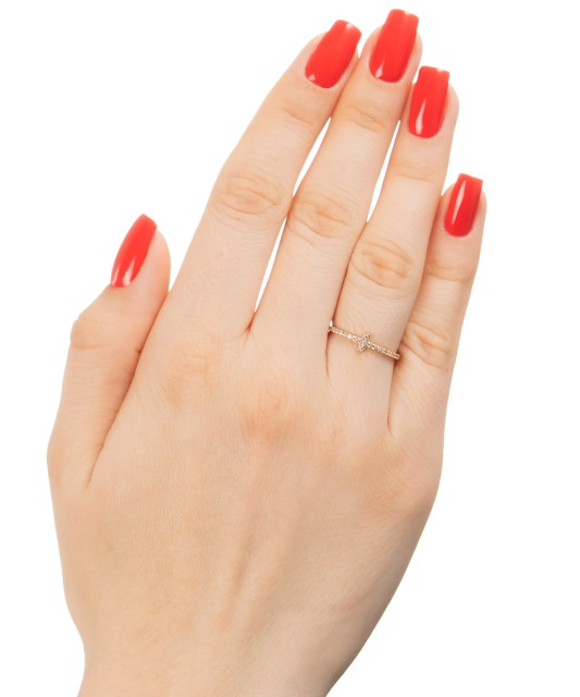 Auksinis žiedas su cirkoniais - Auksiniai žiedai - Goldinga