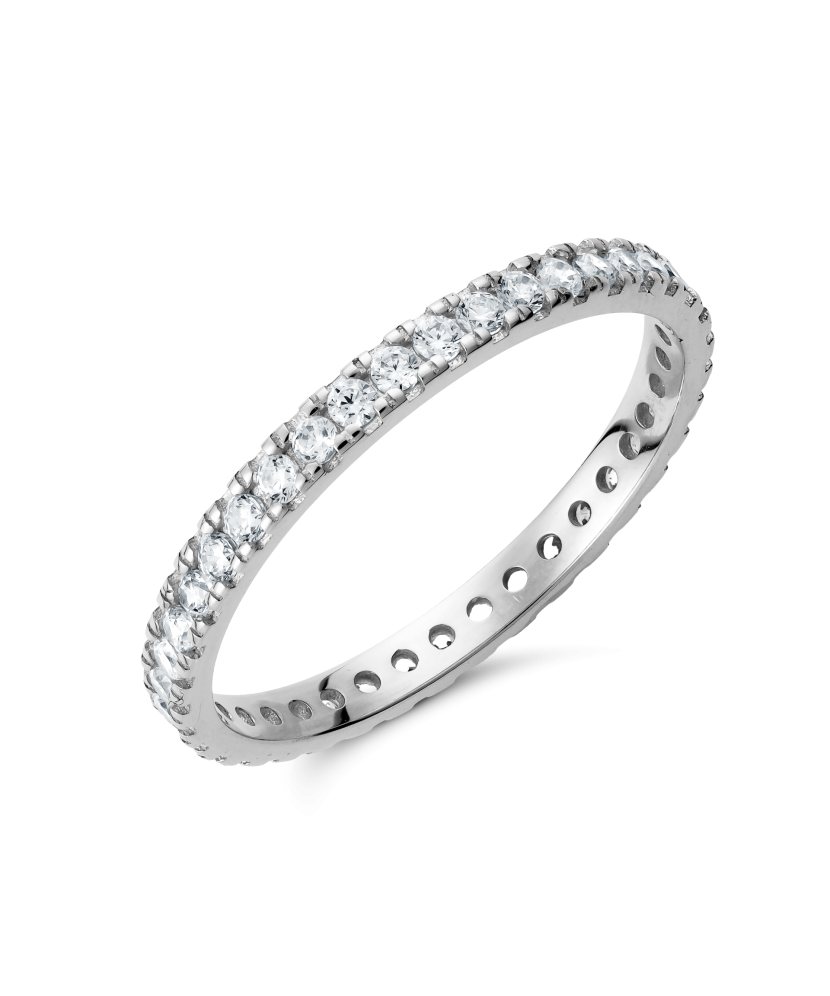 Balto aukso žiedas su cirkoniais - Auksiniai žiedai - Goldinga