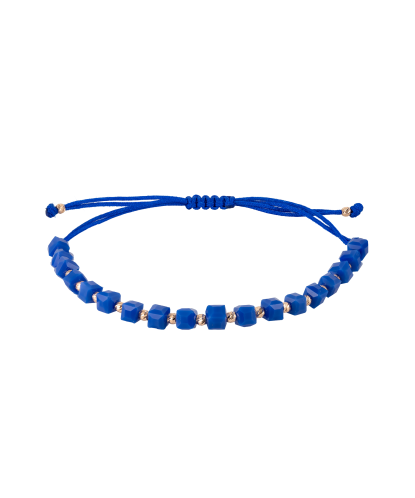 Mėlyno Siūlo Apyrankė Su Auksu Ir Oniksais