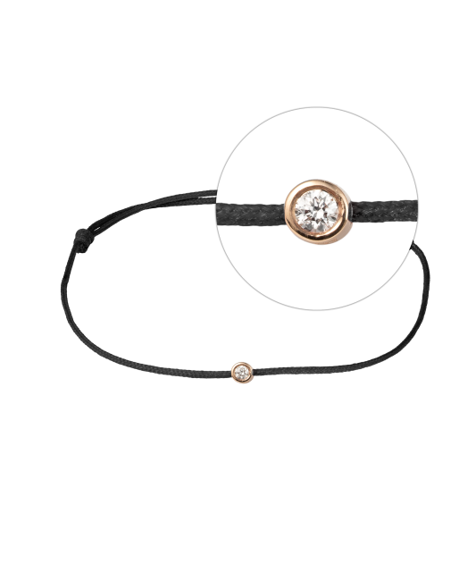 Juodo siūlo apyrankė su deimantu ir auksu 0.025ct