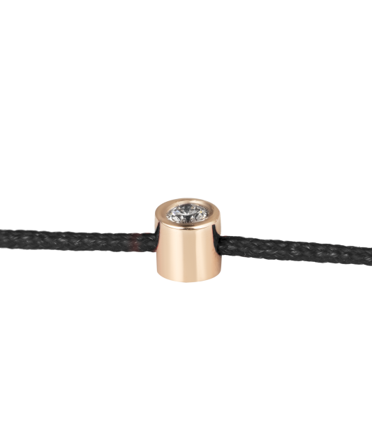 Juodo siūlo apyrankė su deimantu ir auksu 0.025ct