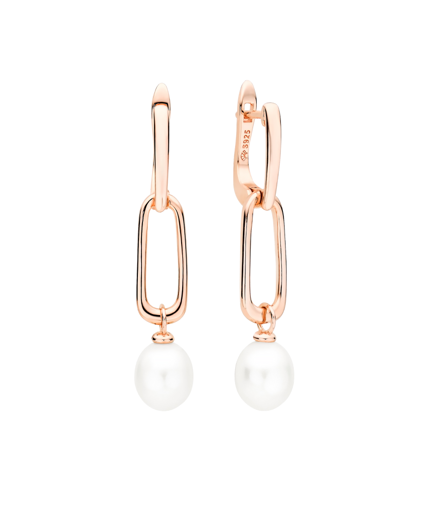 Paauksuoti Sidabriniai auskarai su perlais - Auskarai su perlais - Goldinga