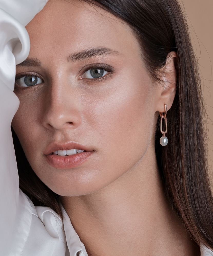 Paauksuoti Sidabriniai auskarai su perlais - Auskarai su perlais - Goldinga