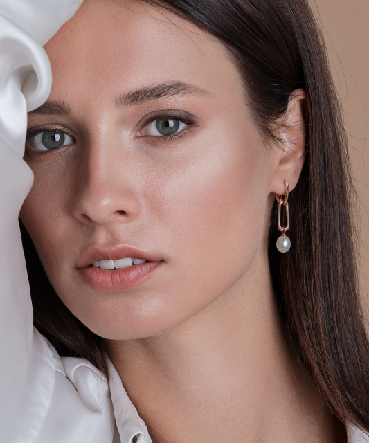 Paauksuoti Sidabriniai auskarai su perlais - Auskarai su perlais - Goldinga