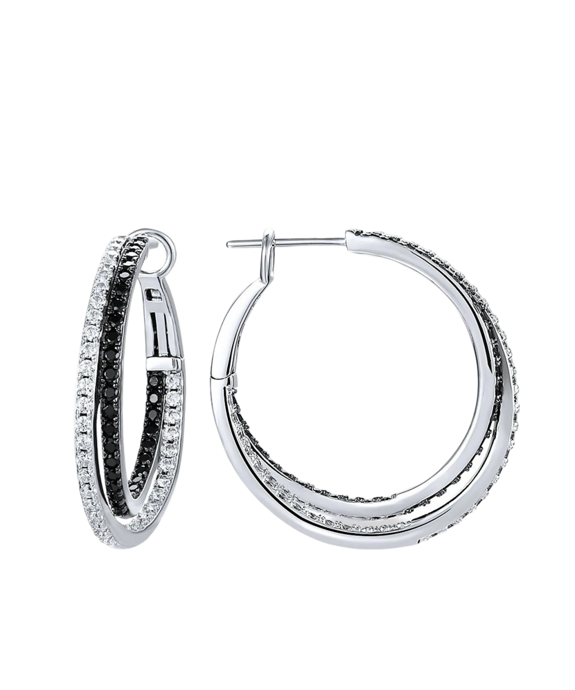 Sidabriniai auskarai su špineliais ir cirkoniais  - Goldinga