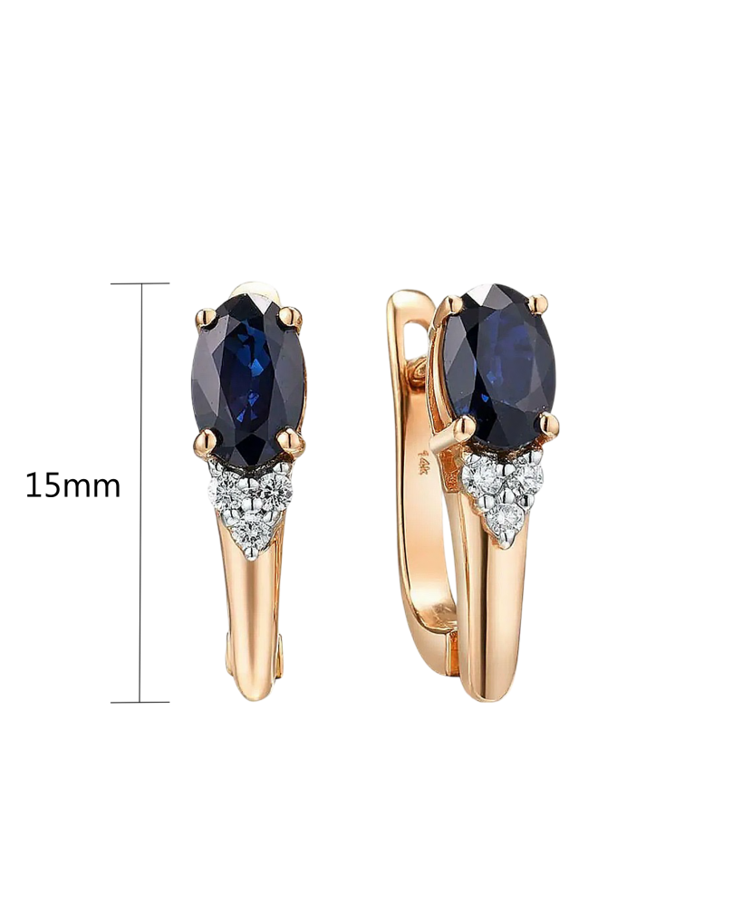 Auksiniai auskarai su safyrais ir deimantais  - Goldinga