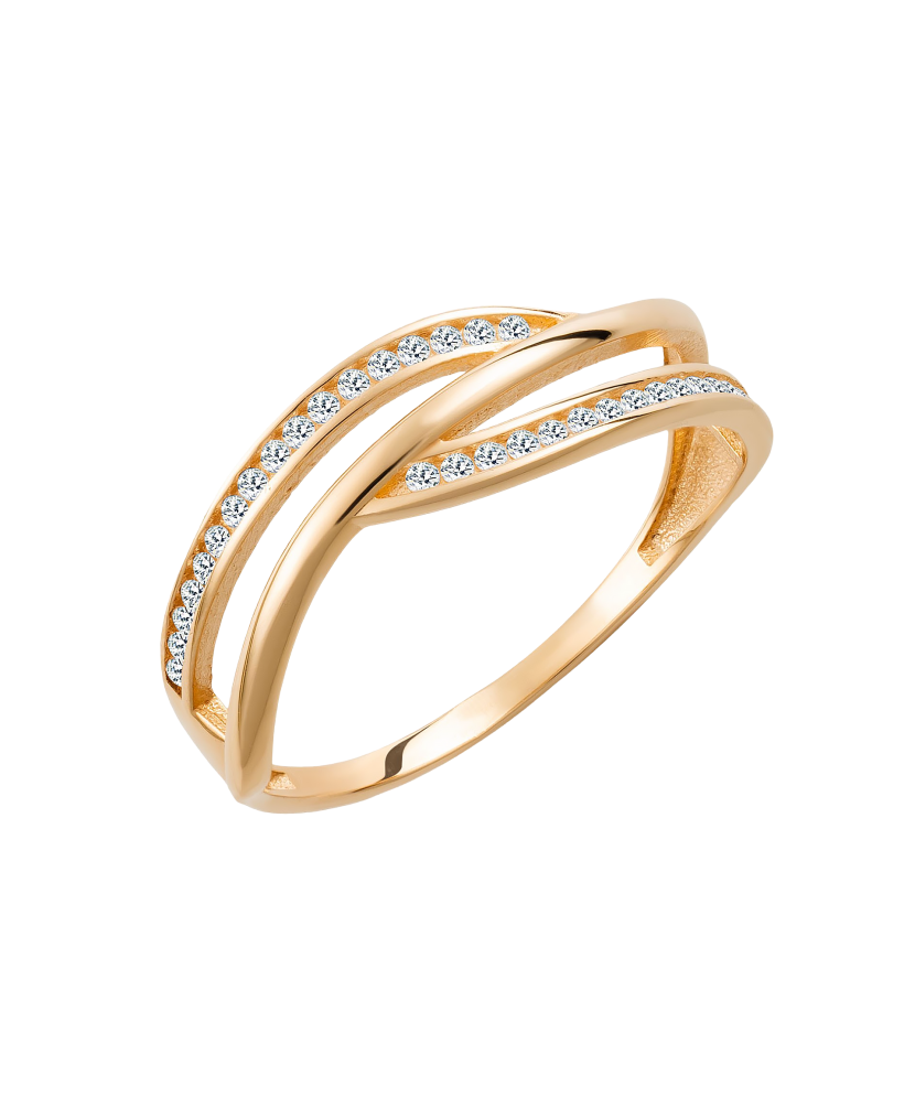 Auksinis žiedas su cirkoniais - Auksiniai žiedai - Goldinga