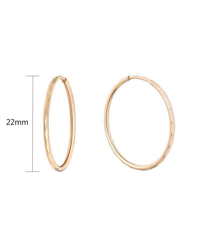 Auksiniai auskarai graviruotos rinkutės 22mm  - Goldinga