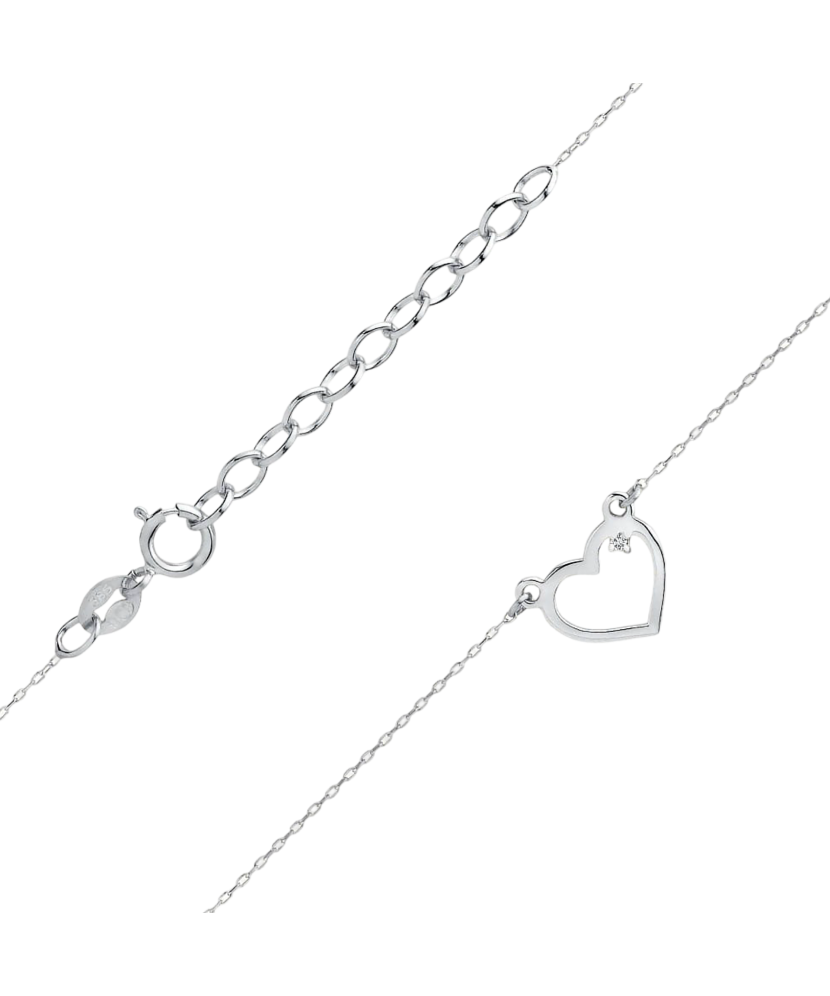 Balto aukso Grandinėlė Su Briliantiniu Pakabuku "Širdelė"  - Goldinga