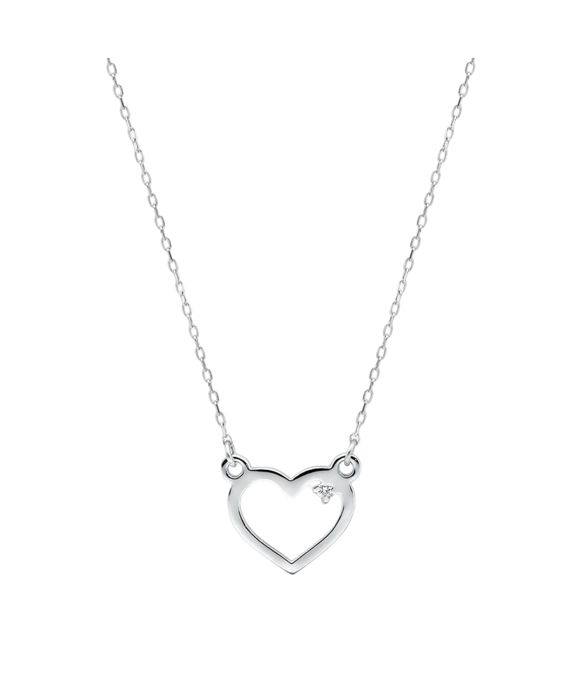 Balto aukso Grandinėlė Su Briliantiniu Pakabuku "Širdelė"  - Goldinga