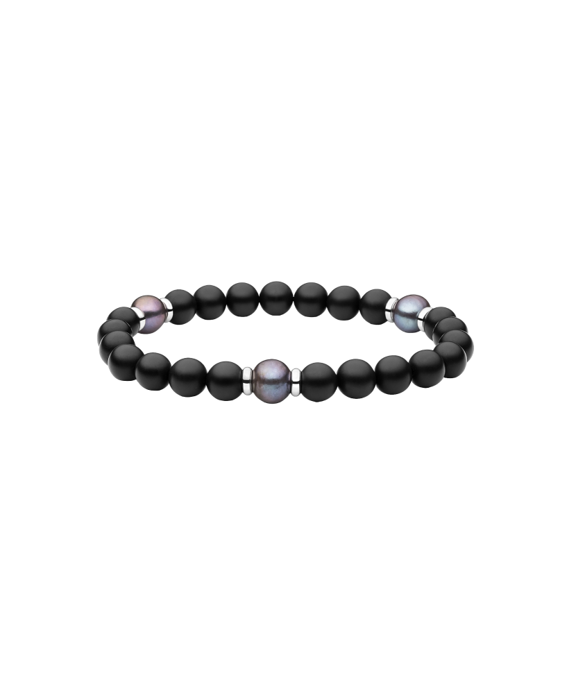 Apyrankė Su Oniksais ir perlais - Perlų apyrankės - Goldinga