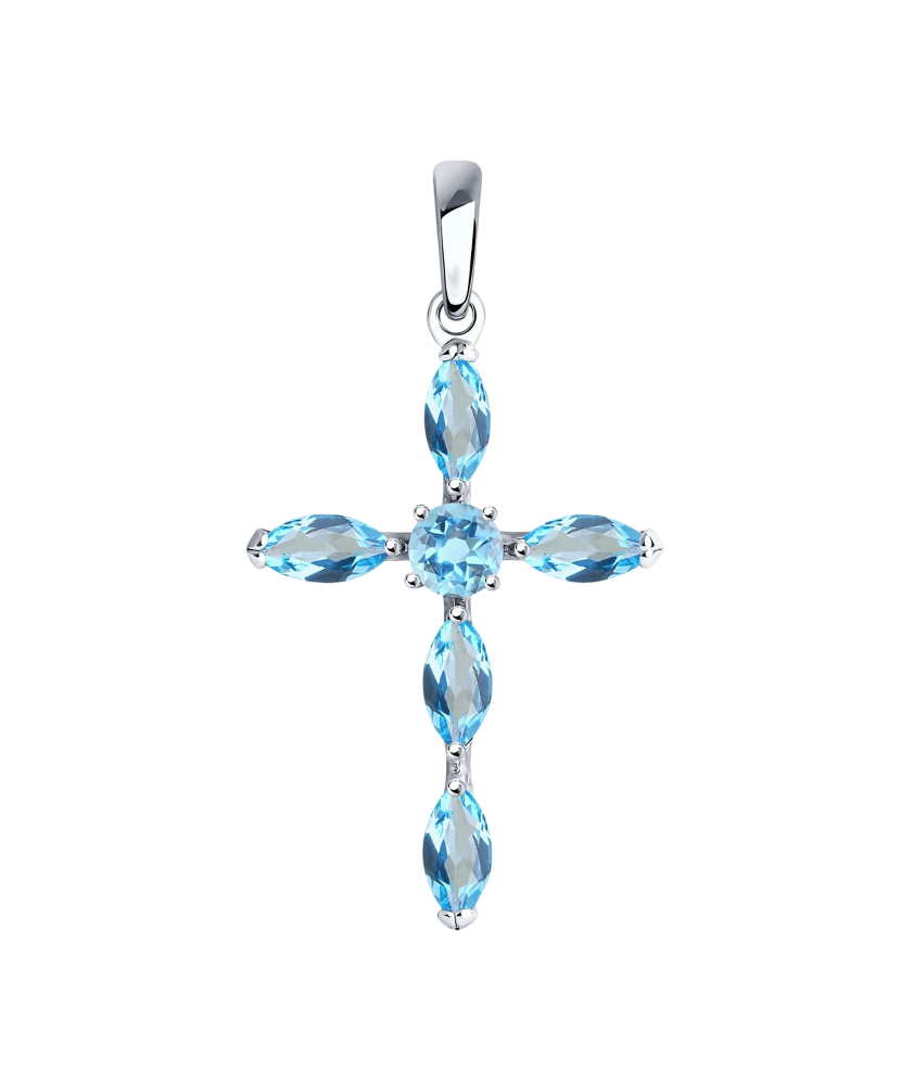 Sidabrinis pakabukas su topazais "Kryželis" - Sidabriniai pakabukai - Goldinga