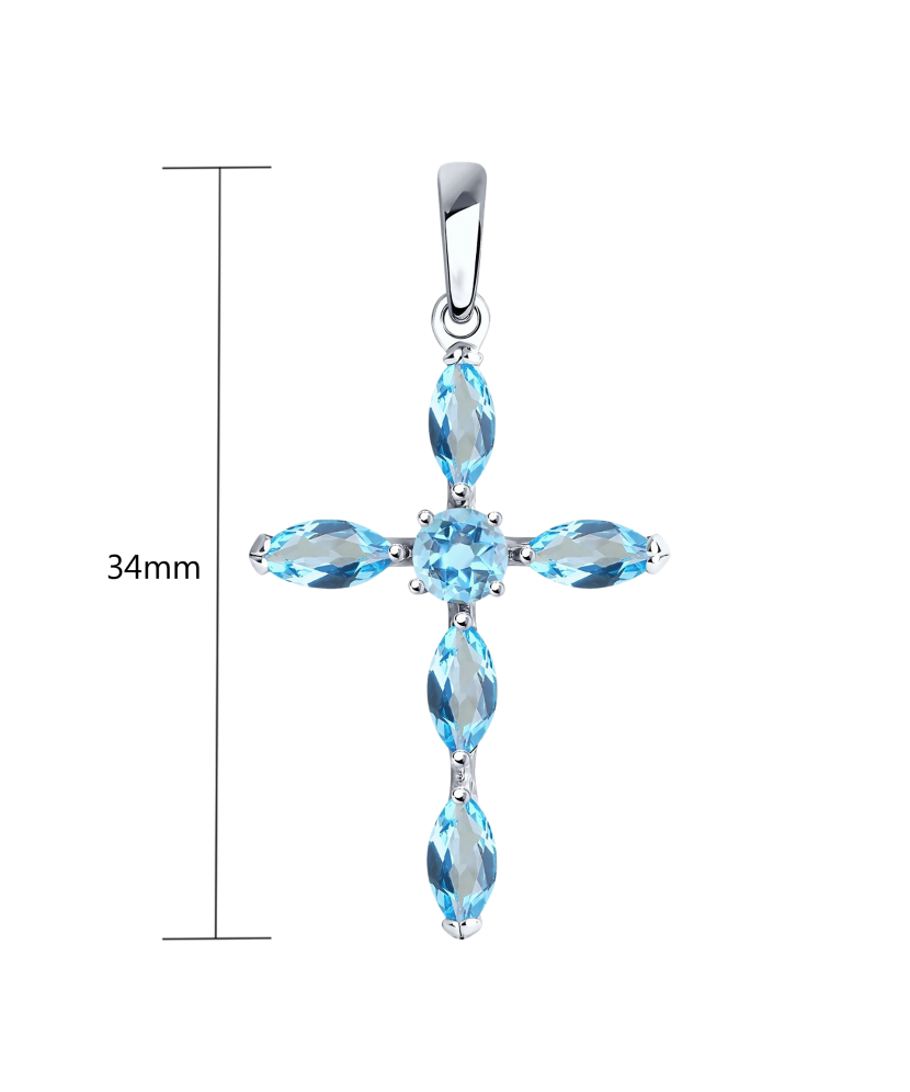 Sidabrinis pakabukas su topazais "Kryželis" - Sidabriniai pakabukai - Goldinga