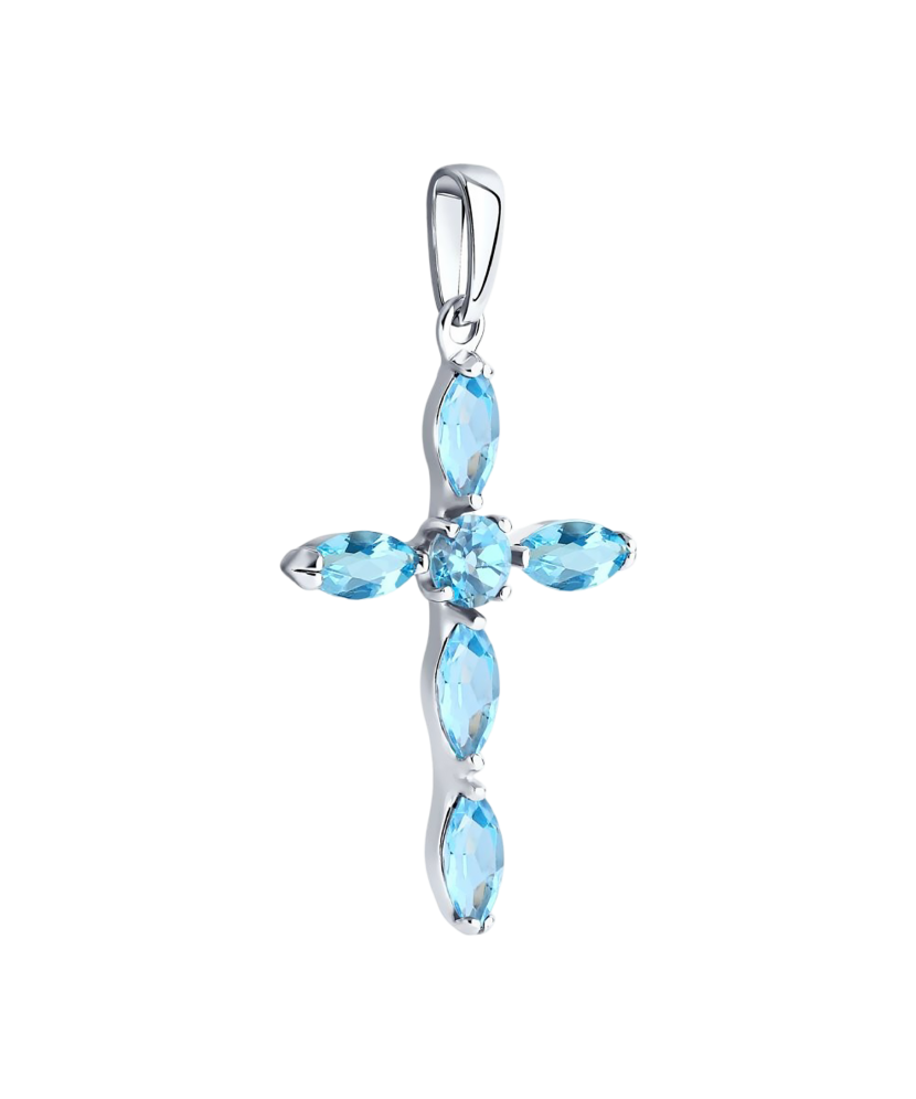 Sidabrinis pakabukas su topazais "Kryželis" - Sidabriniai pakabukai - Goldinga