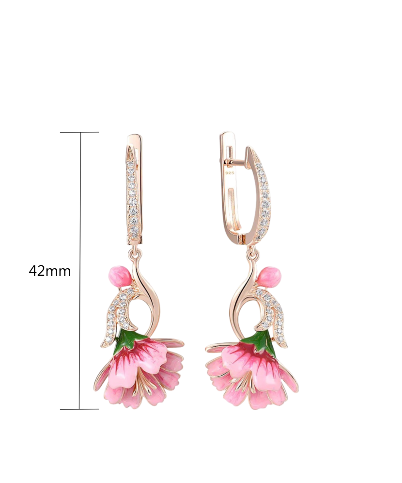 Paauksuoti sidabriniai auskarai su cirkoniais ir emale - Vasaros kolekcija - Goldinga