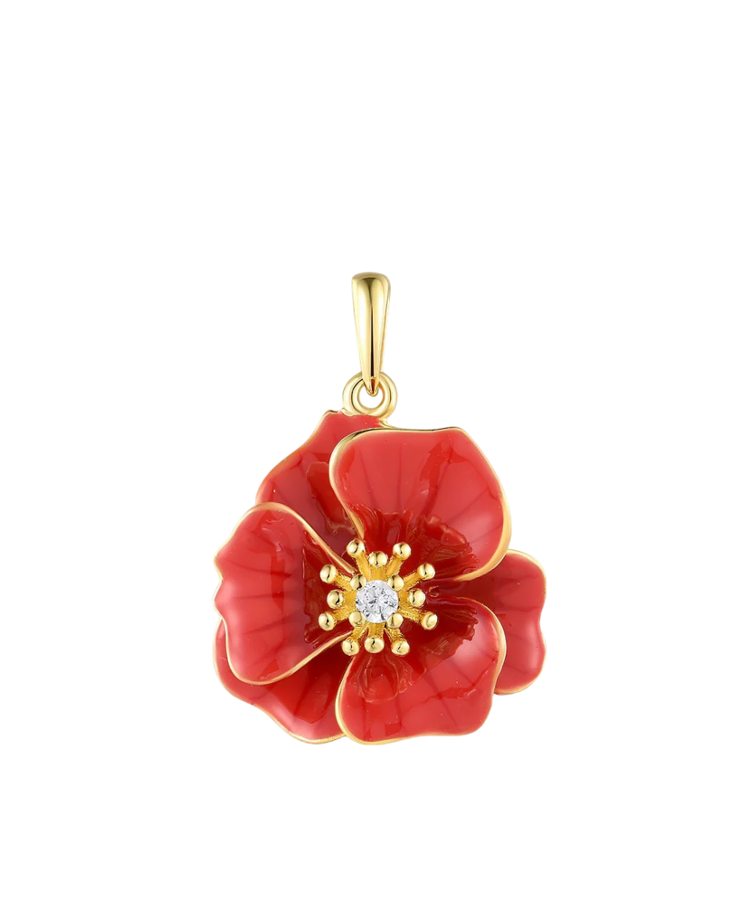 Paauksuotas sidabrinis pakabukas su emale ir cirkoniu - Sidabriniai pakabukai - Goldinga