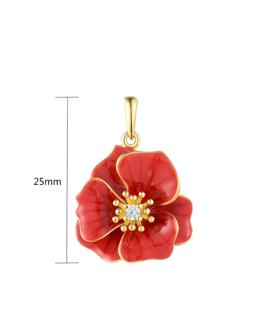 Paauksuotas sidabrinis pakabukas su emale ir cirkoniu - Sidabriniai pakabukai - Goldinga