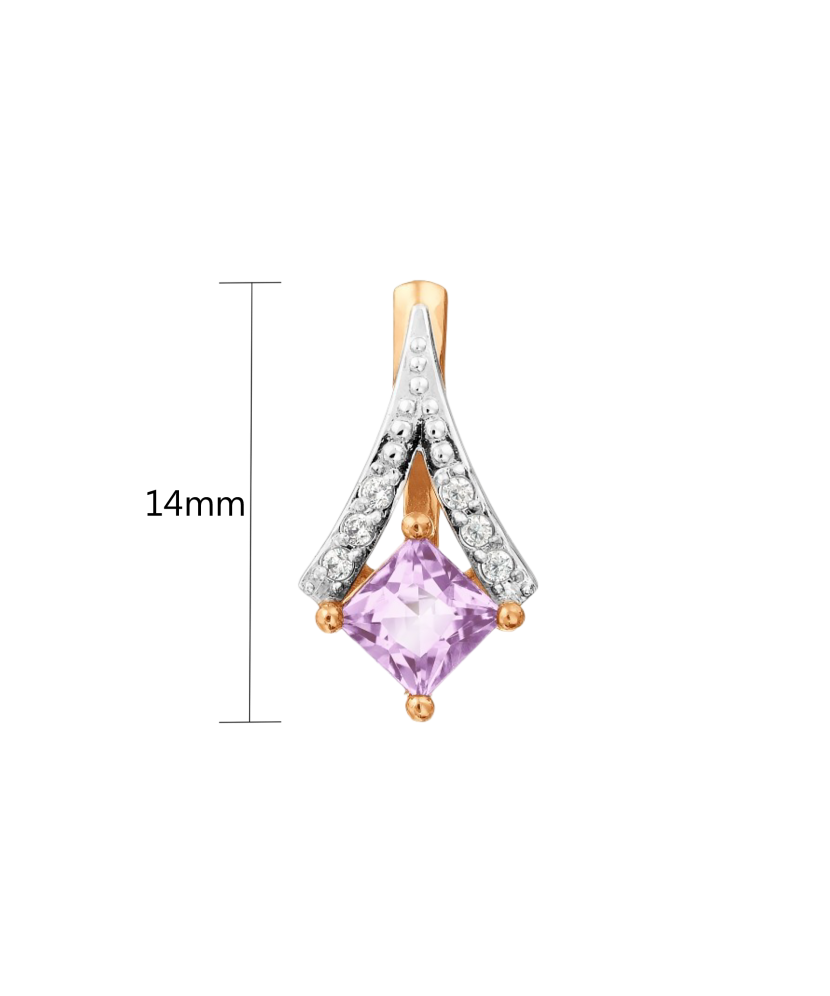 Auksinis pakabukas su ametistu ir cirkoniais