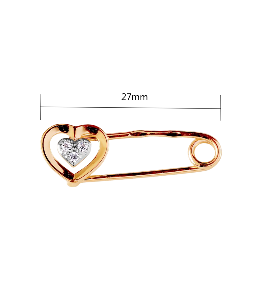 Auksinė sagė su cirkoniais "Širdis"